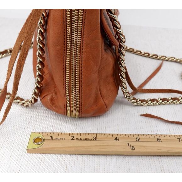 Rebecca Minkoff Swing Shoulder Bag Brown Leather Chain Strap Convertible Tassels - Picture 13 of 16